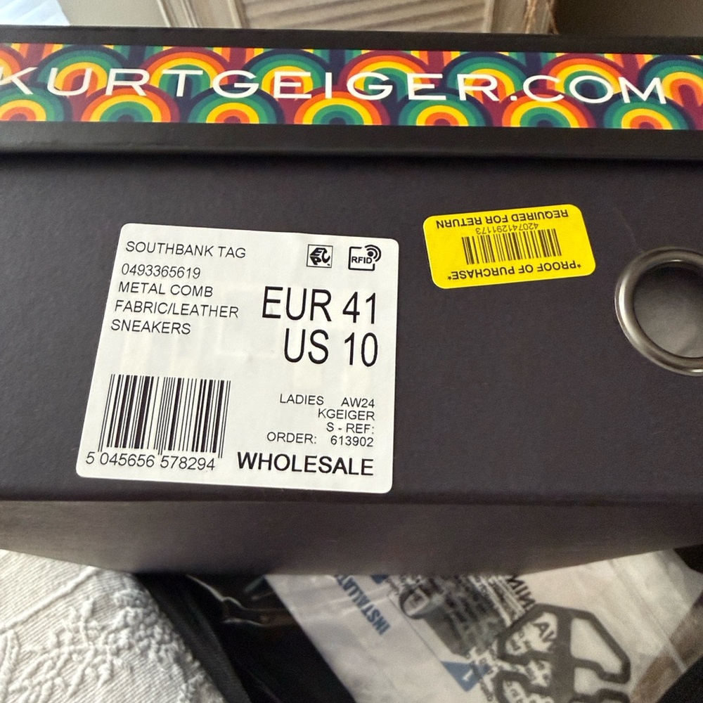 Kurt Geiger SouthBank sneakers NWT. Stylish Gold and Purple hues. Size 41/ 10. - Picture 2 of 4